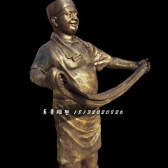 拉面雕塑，玻璃鋼仿銅人物雕塑