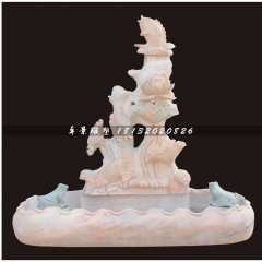 石雕噴泉，連年有魚(yú)石雕噴泉
