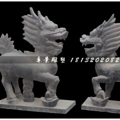 麒麟石雕，青石麒麟，古代神獸石雕