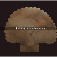 孔雀開屏石雕，晚霞紅動(dòng)物石雕
