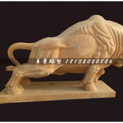 開荒牛石雕，晚霞紅石雕牛