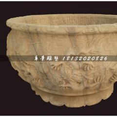 大理石水缸雕塑，仿古水盆雕塑