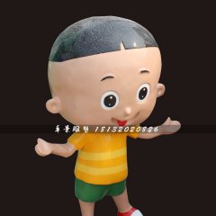 玻璃鋼大頭兒子雕塑，玻璃鋼卡通人物雕塑