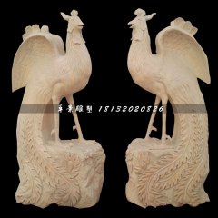 晚霞紅鳳凰石雕，古代神獸石雕