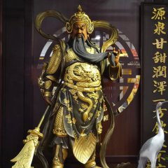 武財(cái)神雕塑，玻璃鋼立式關(guān)公雕塑