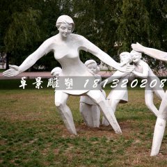 老鷹捉小雞石雕，公園小品石雕