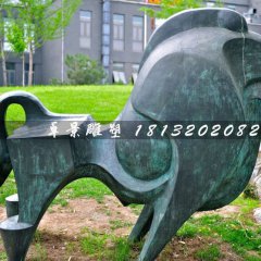 青銅牛，公園抽象動物雕塑