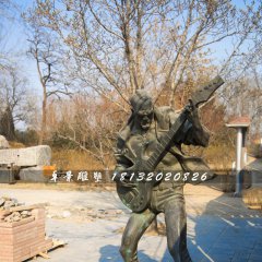 吉他手銅雕，公園人物銅雕
