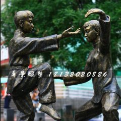 練太極銅雕，公園人物銅雕