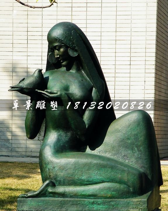 和平少女銅雕，青銅人物雕塑