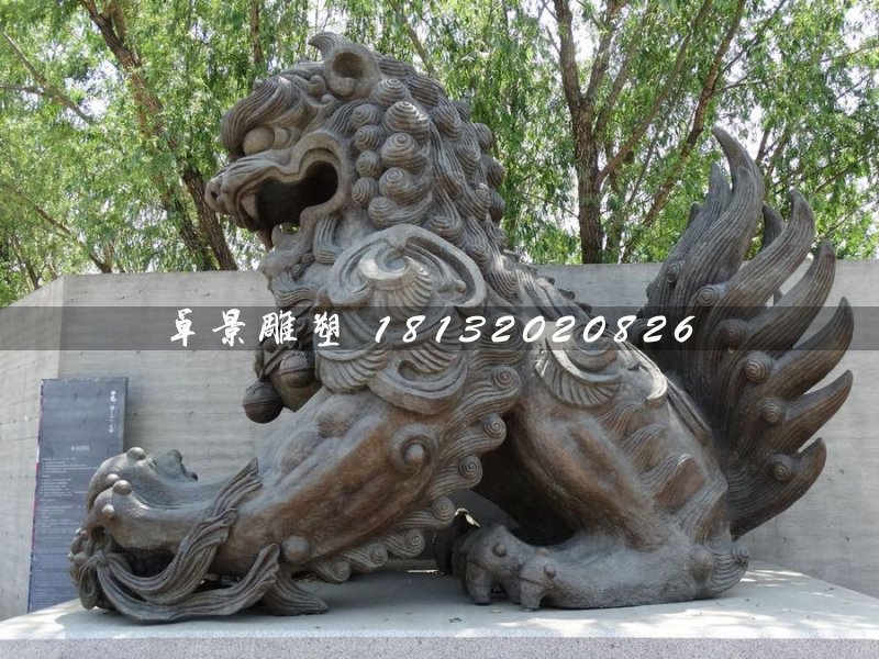 大型銅獅子，戲球獅銅雕 (1)