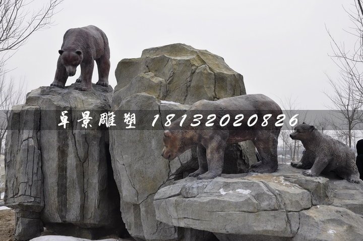 棕熊雕塑，玻璃鋼仿真動物