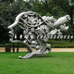 不銹鋼美女頭像雕塑，公園景觀雕塑