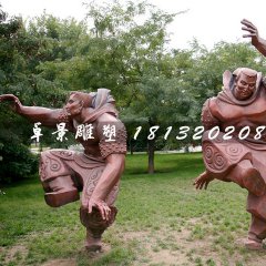 摔跤大漢銅雕，公園鍛銅人物雕塑