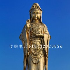 觀世音銅雕，立式觀音銅雕