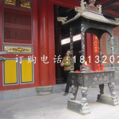 銅雕香爐，寺廟方形香爐銅雕
