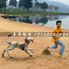 小男孩與狗雕塑，玻璃鋼仿真雕塑