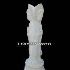 漢白玉三面觀音，立式佛像