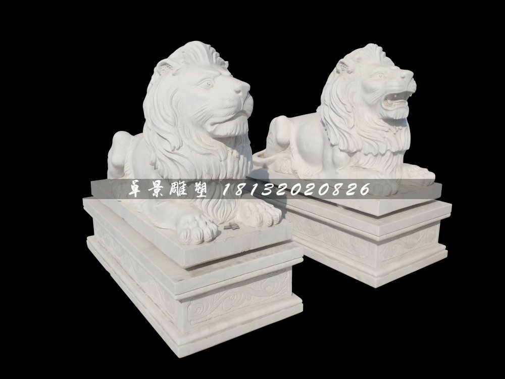 西洋獅石雕，漢白玉獅子雕塑