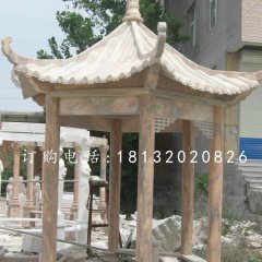 涼亭石雕，晚霞紅涼亭雕塑