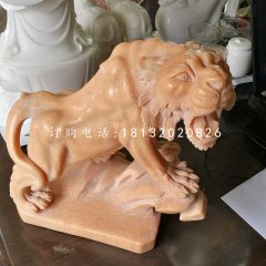 晚霞紅老虎石雕，公園動(dòng)物石雕