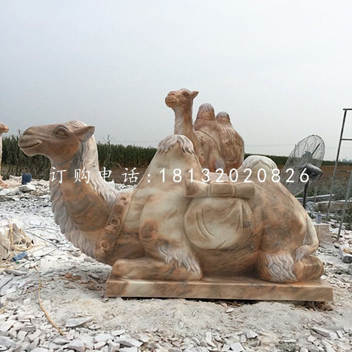 駱駝石雕,晚霞紅動物雕塑
