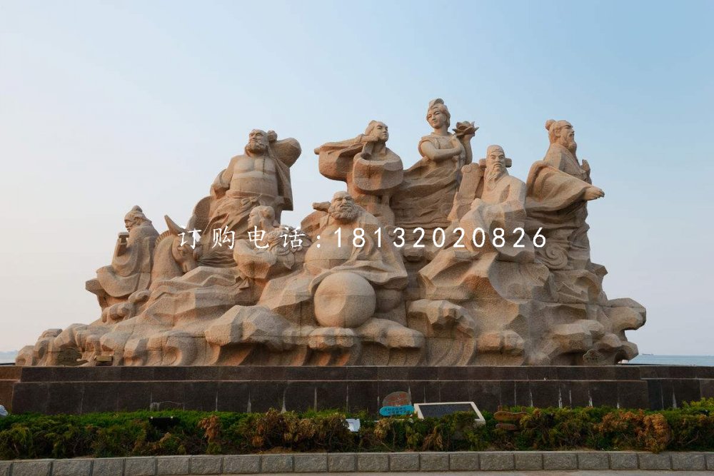 八仙過海石雕,廣場大理石神仙