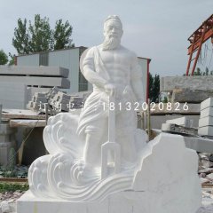 大禹治水石雕，漢白玉古代人物石雕