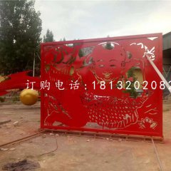 小孩鯉魚(yú)剪紙雕塑，不銹鋼景觀雕塑