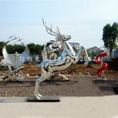 馴鹿雕塑，不銹鋼動(dòng)物雕塑