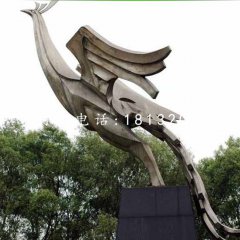 不銹鋼鳳凰，公園抽象動(dòng)物雕塑