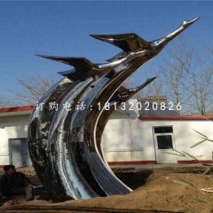 不銹鋼飛翔的天鵝雕塑，公園不銹鋼雕塑
