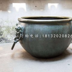 水缸銅雕，青銅水缸雕塑