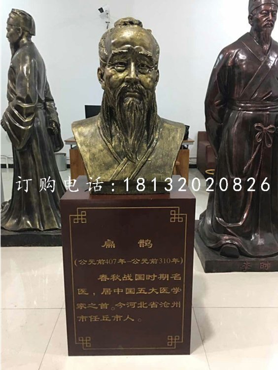 扁鵲胸像銅雕,醫(yī)學(xué)名人銅雕