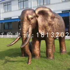 大象銅雕，公園動物雕塑