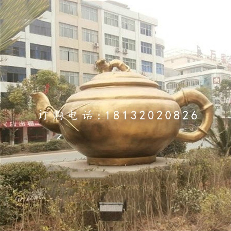 銅茶壺雕塑，公園景觀銅雕 (2)