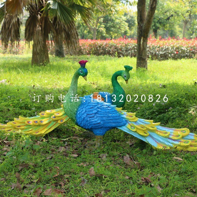 孔雀雕塑，公園仿真孔雀