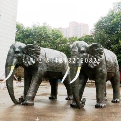大象雕塑，玻璃鋼仿銅動(dòng)物雕塑