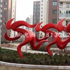 跑步雕塑，不銹鋼抽象人物
