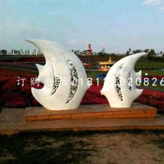玻璃鋼抽象魚雕塑，公園景觀雕塑