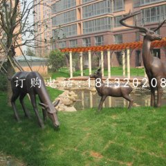 銅雕梅花鹿小區(qū)景觀動物雕塑