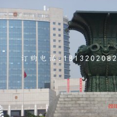 銅雕四羊方尊，鑄銅四羊方尊雕塑