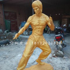 功夫明星李小龍雕塑，玻璃鋼人物