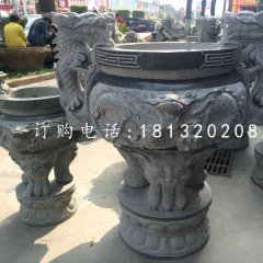 青石香爐，寺廟三足香爐