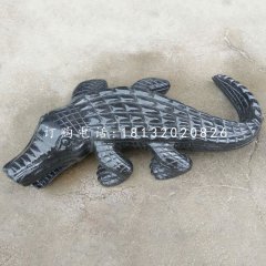 噴漆動(dòng)物雕塑，鱷魚石雕