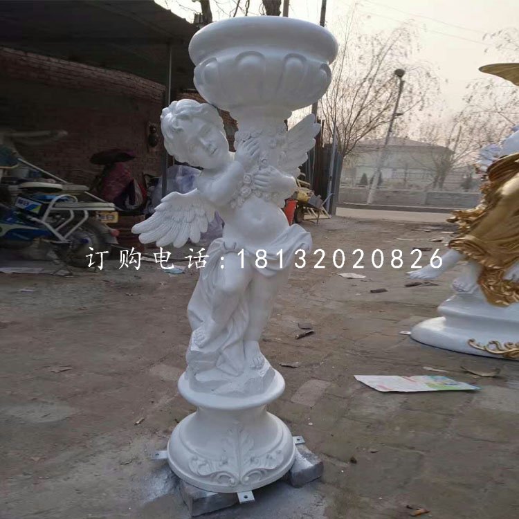 小天使花盆雕塑,玻璃景觀雕塑