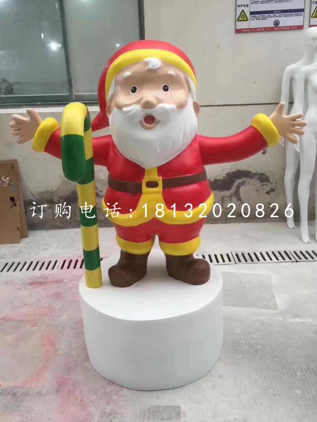 卡通圣誕老人雕塑，玻璃鋼商場(chǎng)擺件