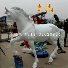 白馬雕塑，玻璃鋼動物雕塑