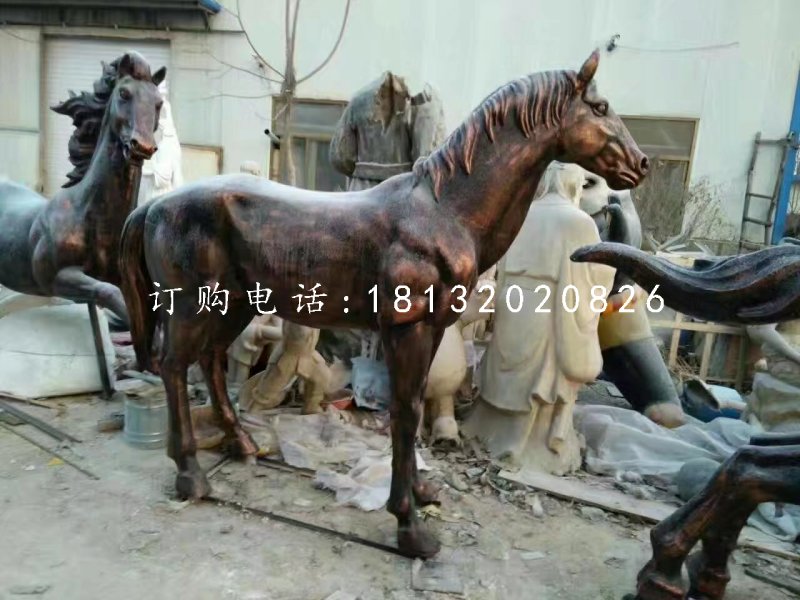 玻璃鋼仿銅馬雕塑，動(dòng)物雕塑 (4)