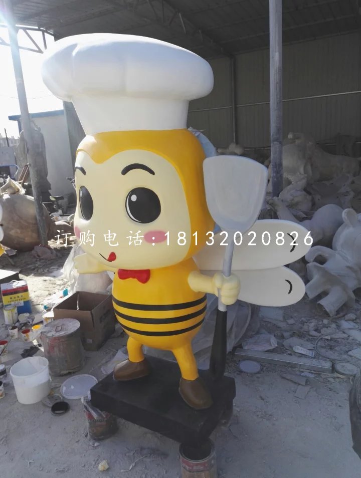 廚師小蜜蜂雕塑，卡通雕塑 (2)
